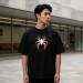 Premium Men's Drop Shoulder Black T-Shirt (Spider Logo)